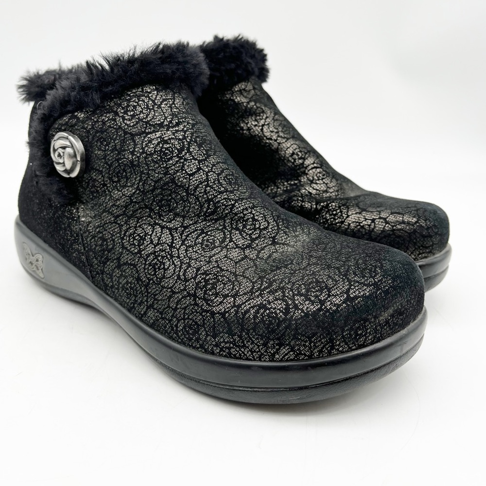 Alegria Mer 553 Black Floral Womens No-Slip Boots Size 36